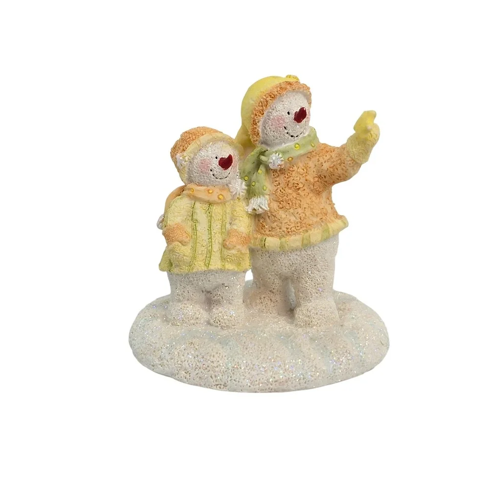 Russ Berrie Ice Sculptures Make A Wish Snowman Figurine 21367 Yellow Orange 3.5